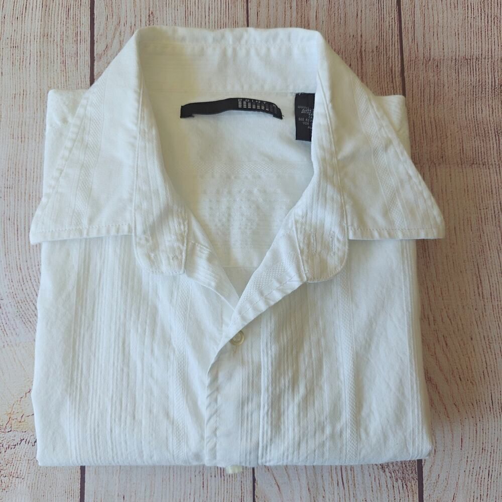 Point X striped white dress shirt sz L